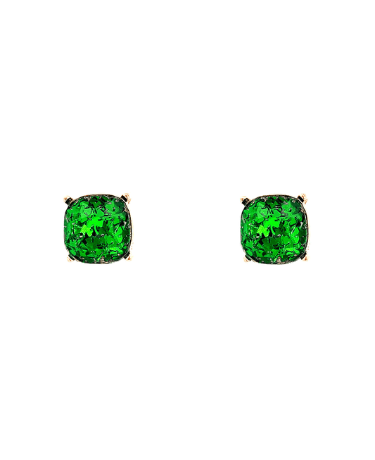 Saint Patricks Glitter Epoxy Stud Earring - 0.5"