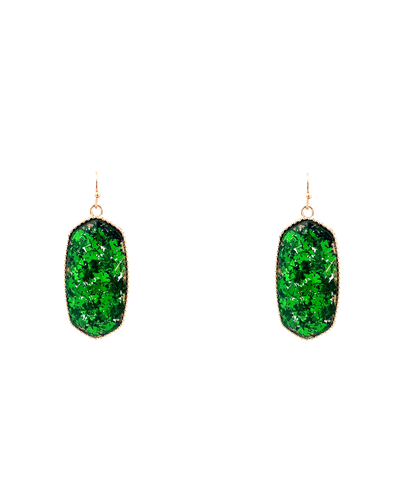 Saint Patricks Glitter Epoxy Earring - 2.0"