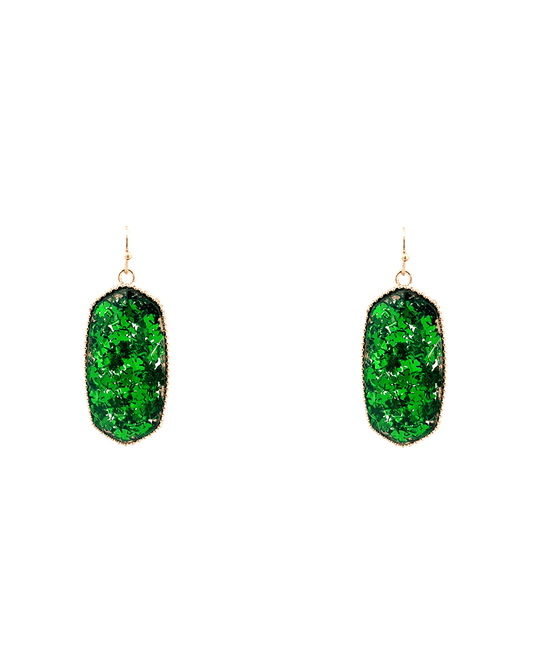 Saint Patricks Glitter Epoxy Earring - 2.0"