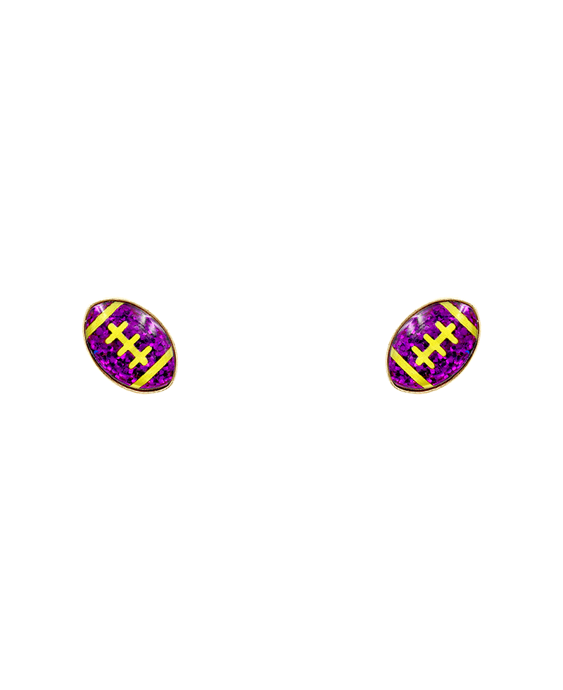 Football Glitter Epoxy Stud Earring - 1.0"