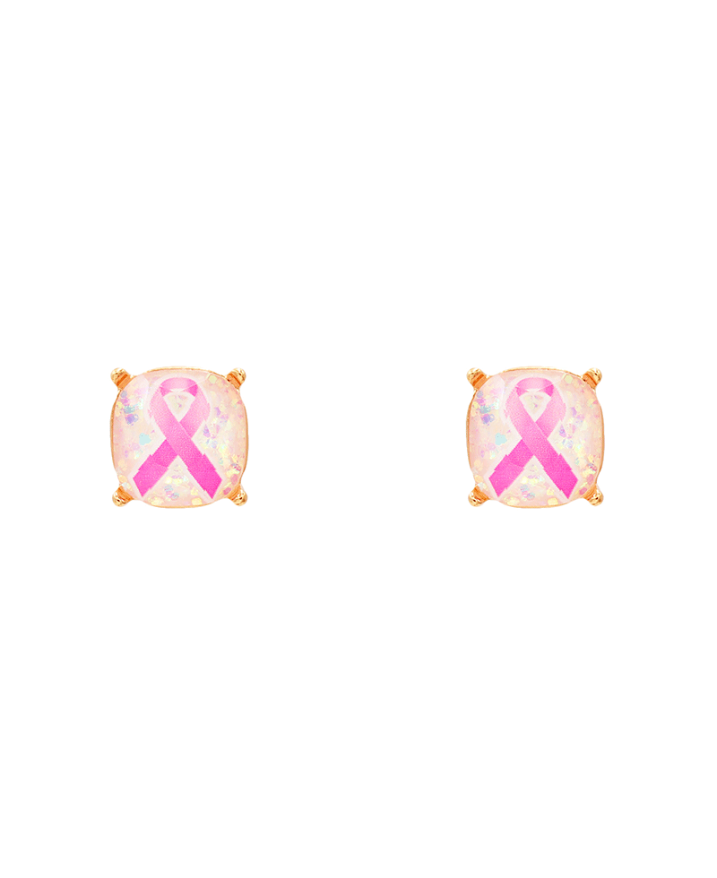 Pink Ribbon Epoxy Stud Earring