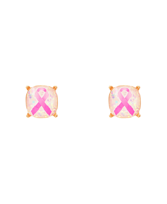 Pink Ribbon Epoxy Stud Earring