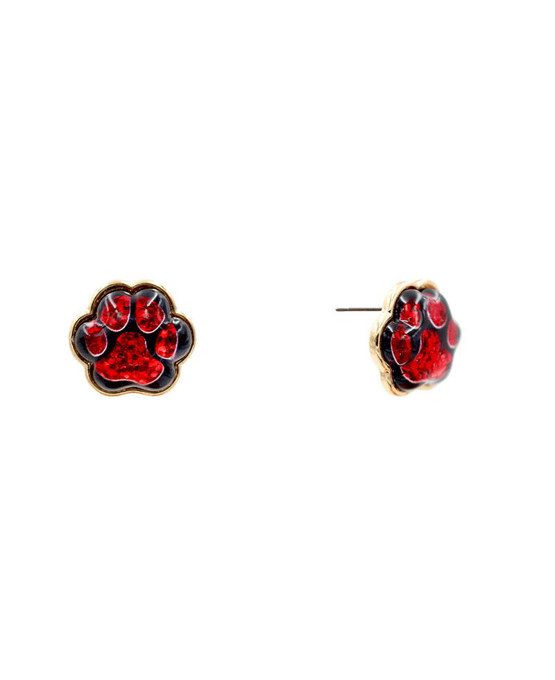 Dog Paws Glitter Epoxy Stud Earring - 0.8"