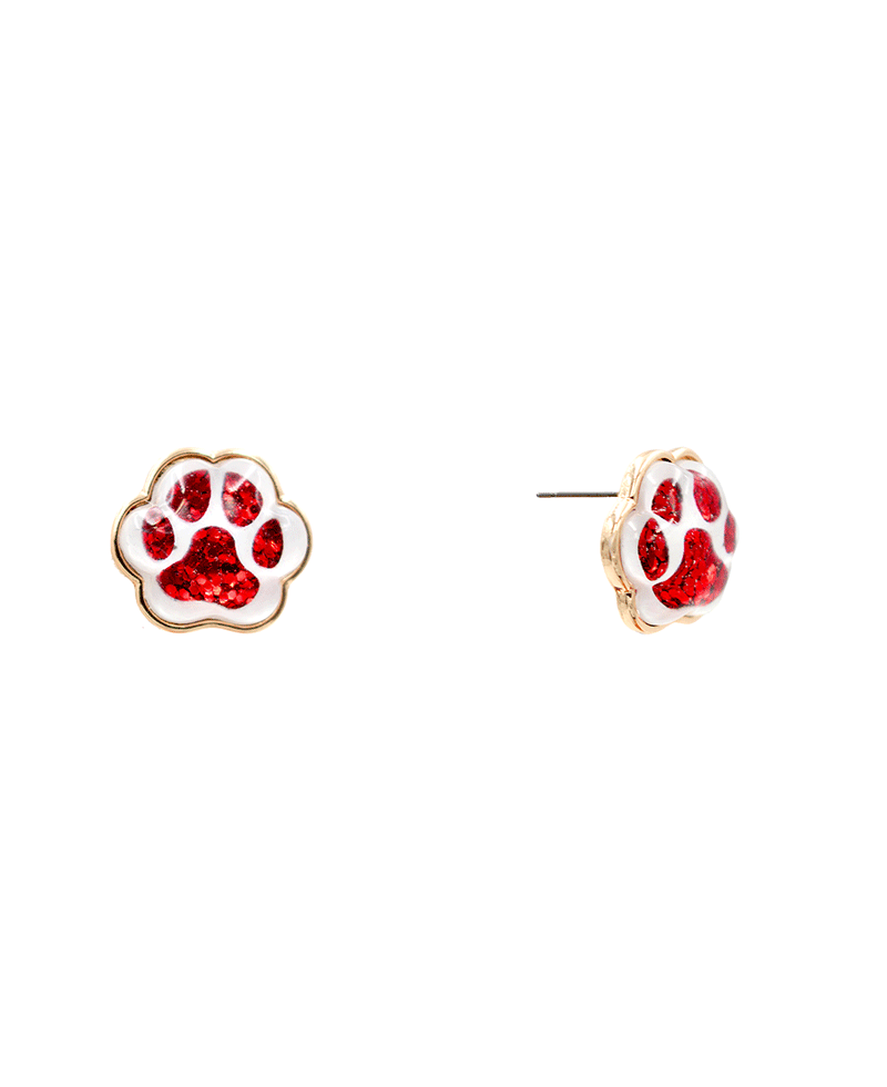 Dog Paws Glitter Epoxy Stud Earring - 0.8"