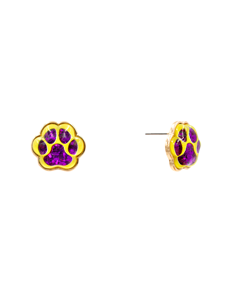 Dog Paws Glitter Epoxy Stud Earring - 0.8"