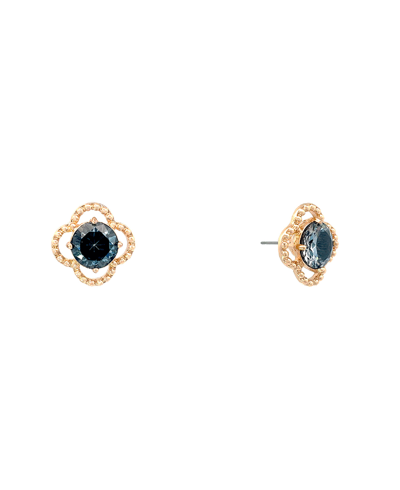 CZ Texture Clover Stud Earring - 0.75"