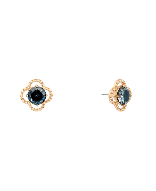 CZ Texture Clover Stud Earring - 0.75"