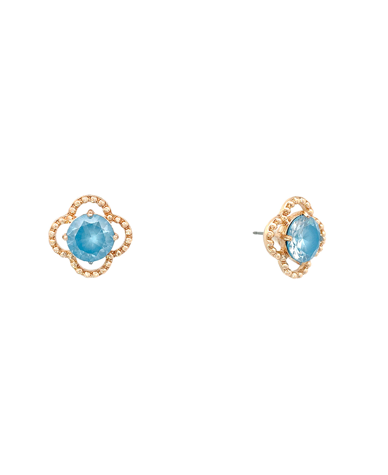 CZ Texture Clover Stud Earring - 0.75"