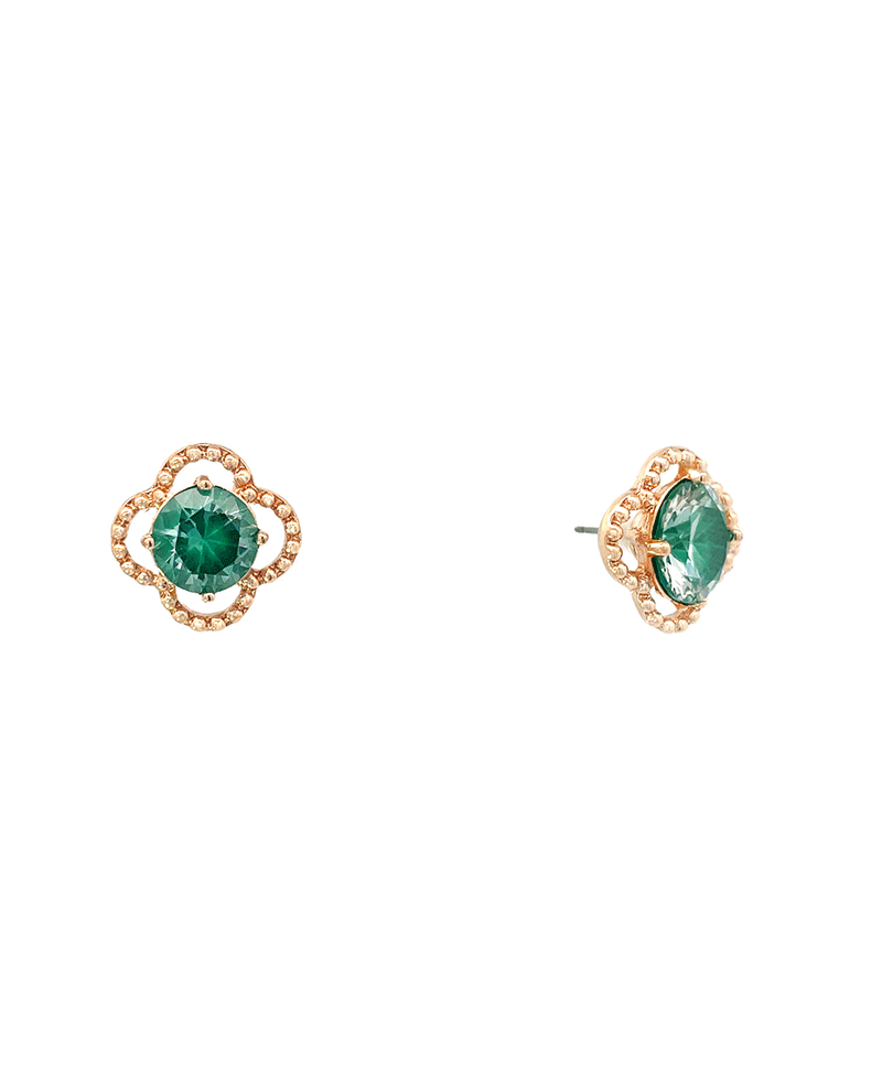 CZ Texture Clover Stud Earring - 0.75"