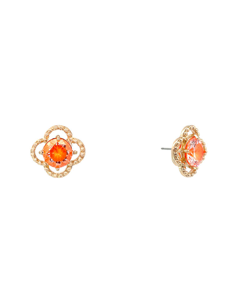 CZ Texture Clover Stud Earring - 0.75"