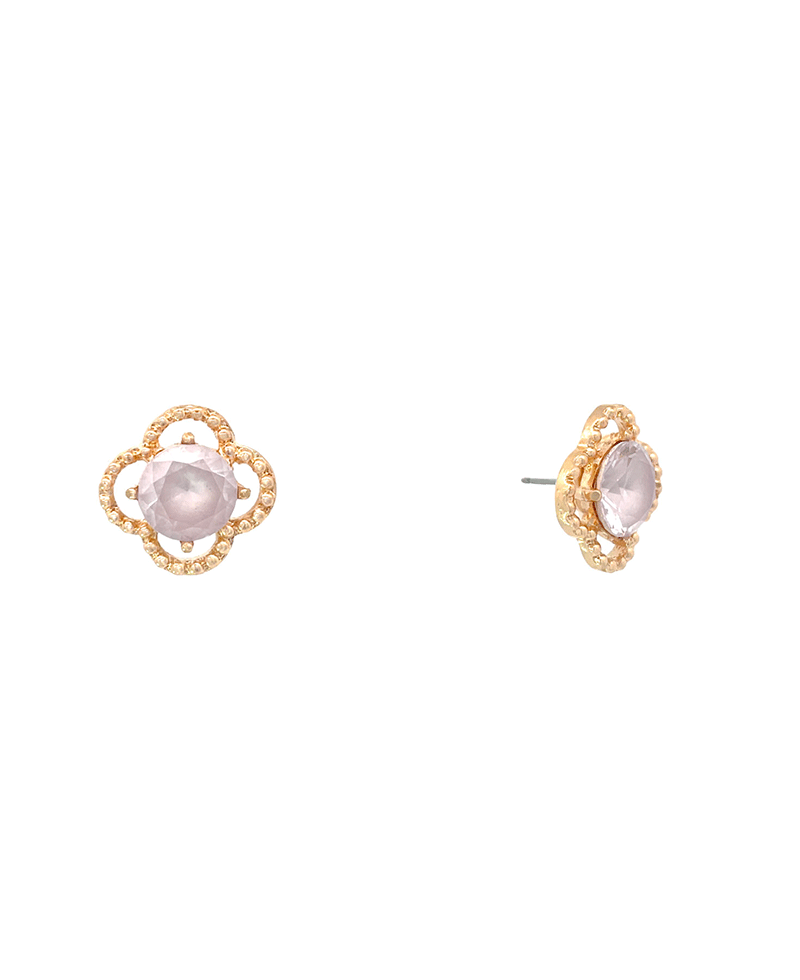 CZ Texture Clover Stud Earring - 0.75"