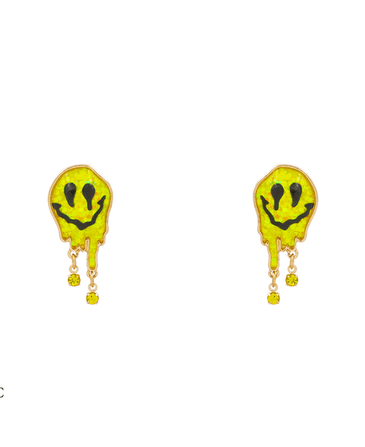 Melting Smiley Epoxy Stud Earring - 1.7"