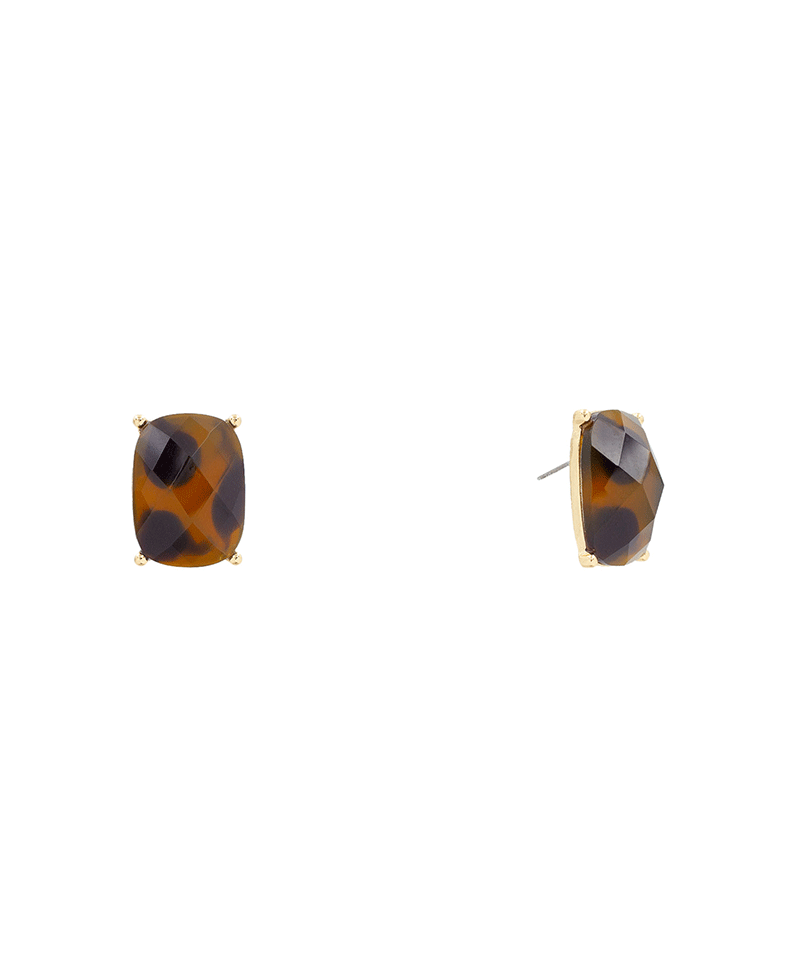 Epoxy Rectangle Stone Hypo Stud Earring - 0.9"
