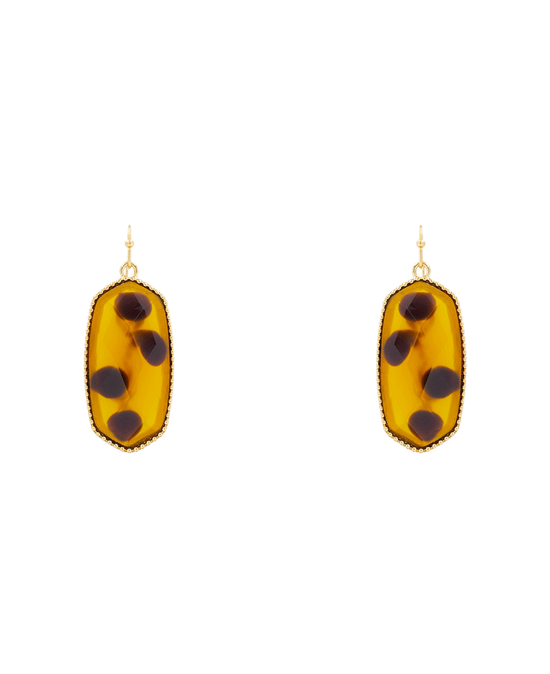 Epoxy Hexagon Stone Dangle Earring - 2.0"