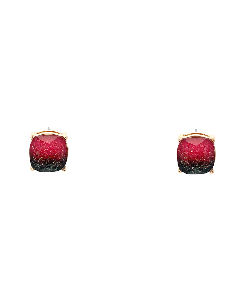 Two Tone Glitter Epoxy Hypo Stud Earring - 0.5"