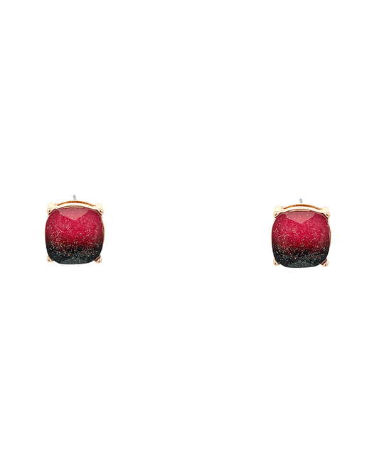 Two Tone Glitter Epoxy Hypo Stud Earring - 0.5"