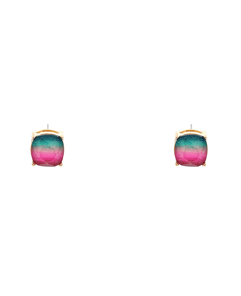 Two Tone Glitter Epoxy Hypo Stud Earring - 0.5"