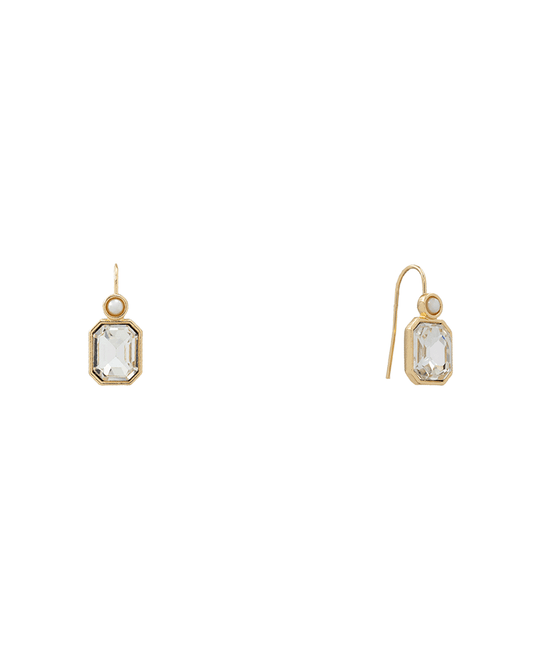 Faceted Stone & Pearl Earring - 0.9"