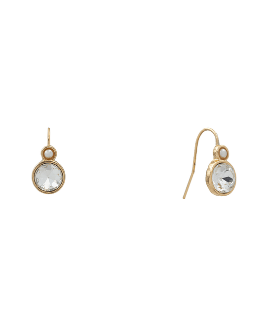 Round Stone & Pearl Earring - 0.9"