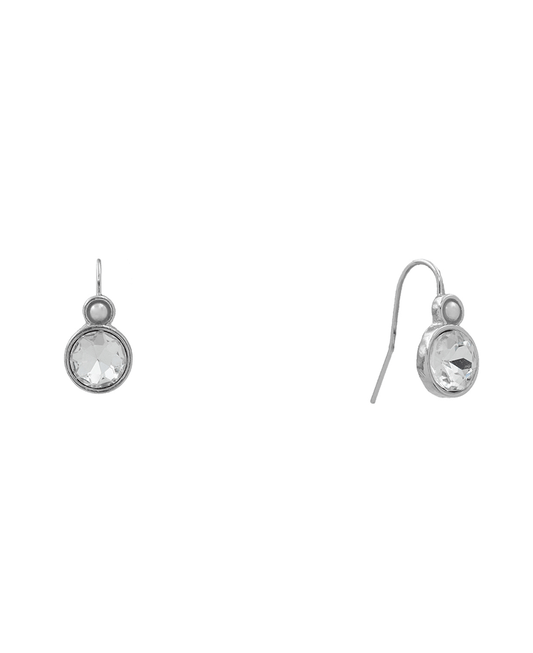 Round Stone & Pearl Earring - 0.9"