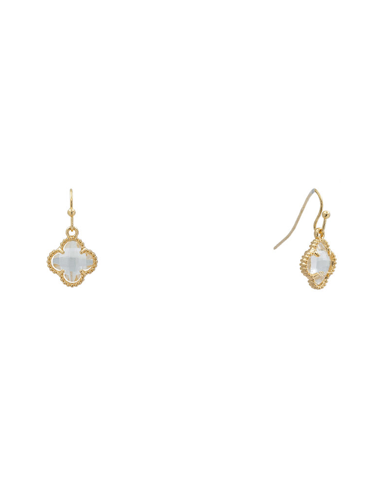 Clover Glass Stone Earring - 1.0"