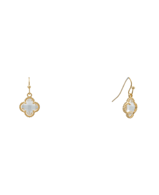 Clover Glass Stone Earring - 1.0"