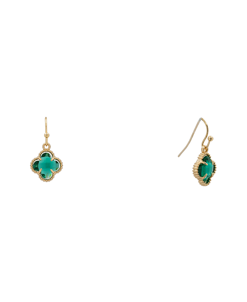 Clover Glass Stone Earring - 1.0"