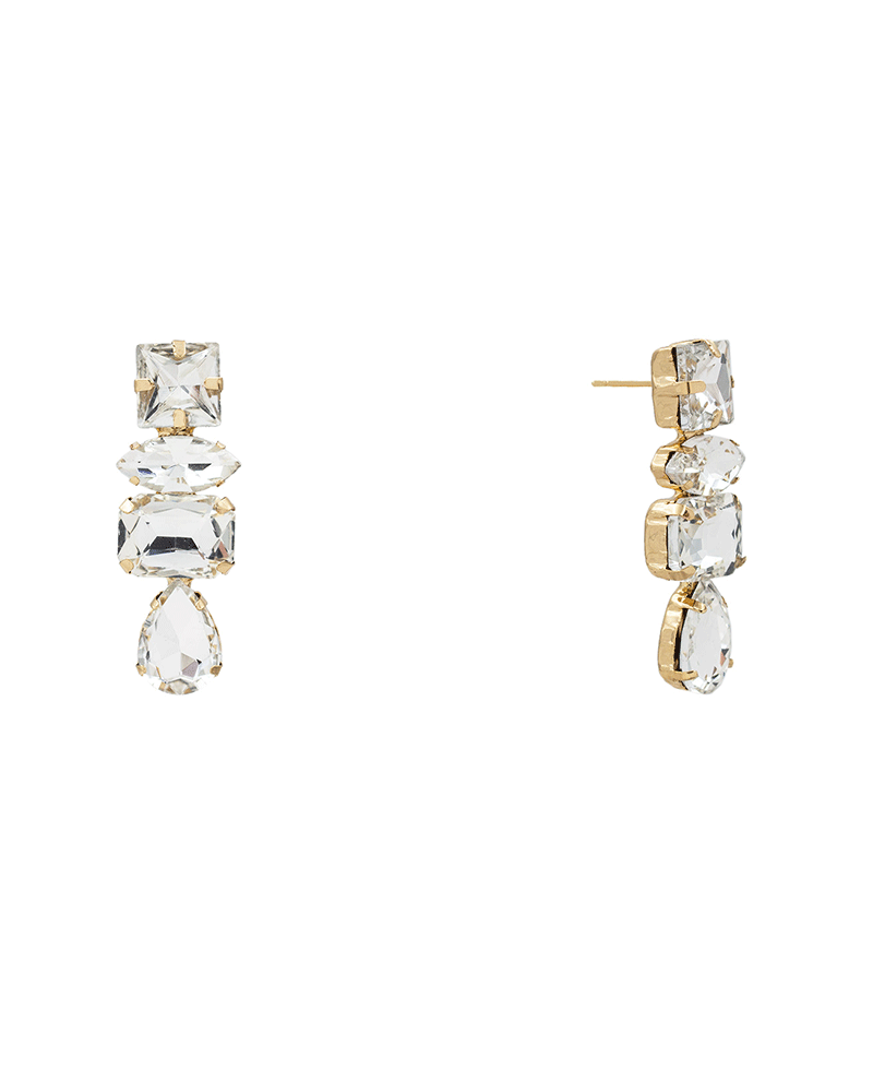 Mixed Shape Glass Stone Drop Earring - 1.7"