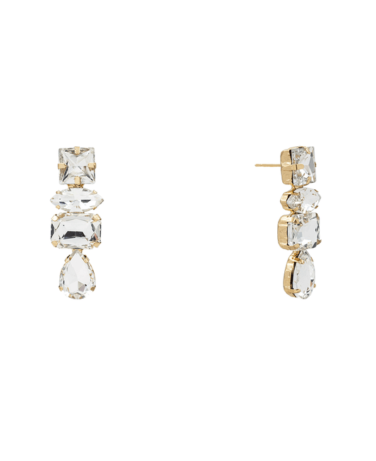 Mixed Shape Glass Stone Drop Earring - 1.7"