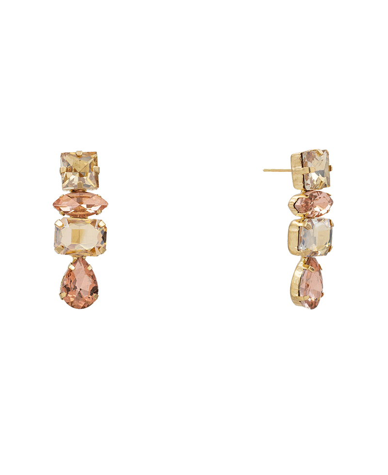 Mixed Shape Glass Stone Drop Earring - 1.7"