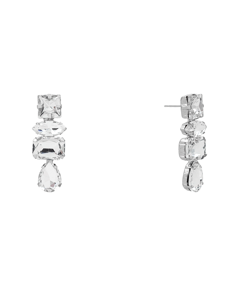Mixed Shape Glass Stone Drop Earring - 1.7"