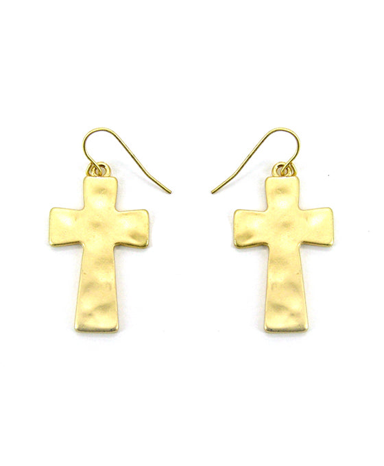 Hammer Texture Cross Earring