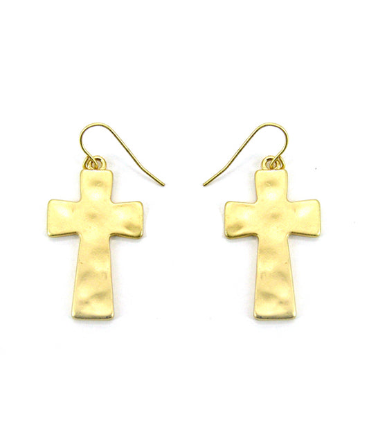 Hammer Texture Cross Earring