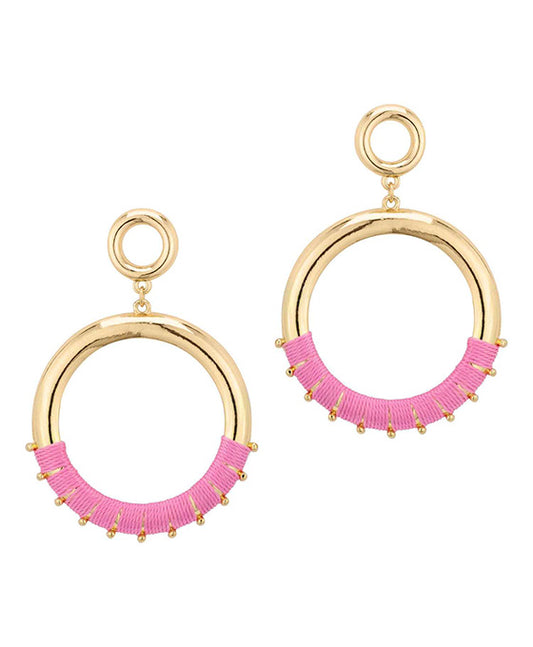 Thread Metal Circle Post Earring