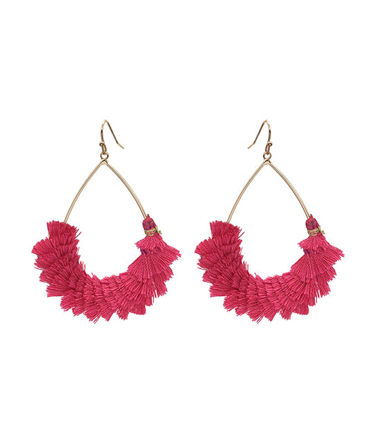 Wire Teardrop w/ Tassel Earring