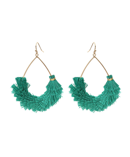 Wire Teardrop w/ Tassel Earring