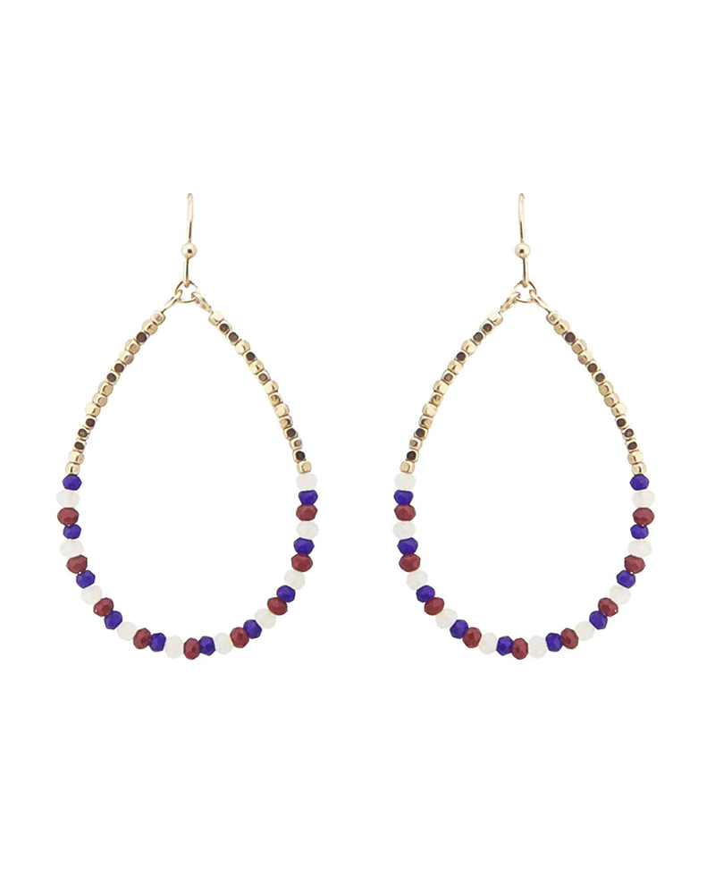 Glass & Cube Beads Teardrop Earring
