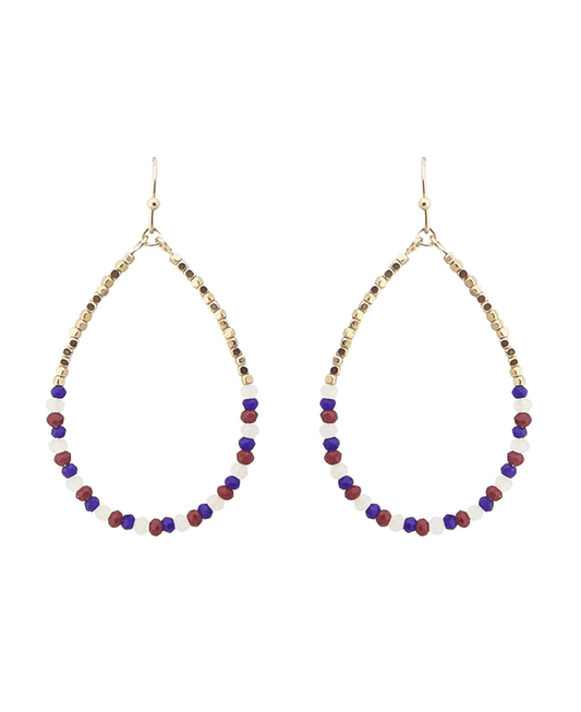 Glass & Cube Beads Teardrop Earring