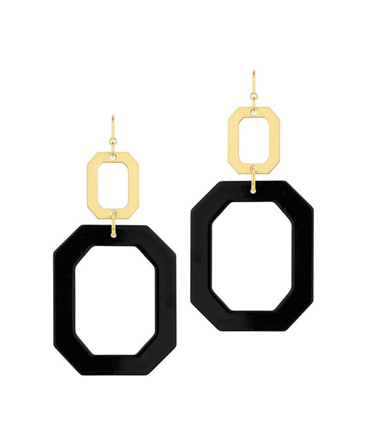 Rectangle Acetate & Metal Earring