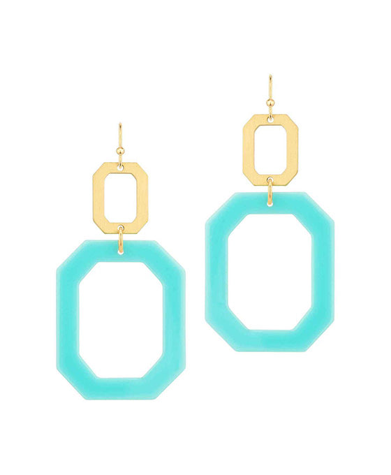 Rectangle Acetate & Metal Earring