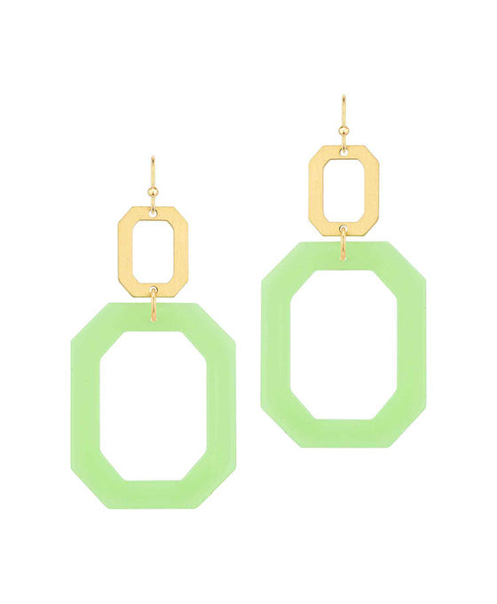 Rectangle Acetate & Metal Earring