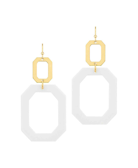 Rectangle Acetate & Metal Earring
