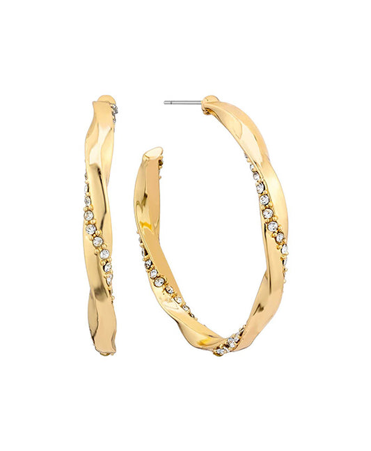 40mm Pave Metal Twist Hoop Earring