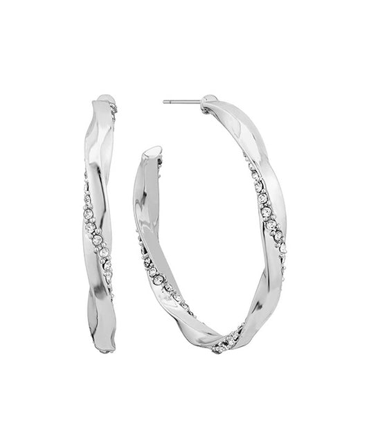 40mm Pave Metal Twist Hoop Earring