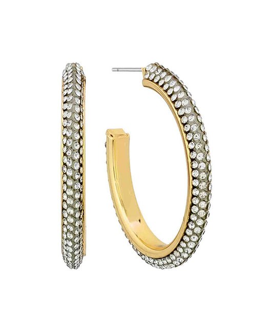 40mm Rhinestone Pave Metal Hoop Earring