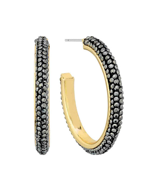 40mm Rhinestone Pave Metal Hoop Earring