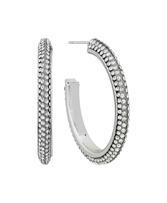 40mm Rhinestone Pave Metal Hoop Earring