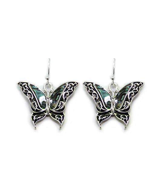 Tailored Butterfly w/Abalone Fish Hook Earring