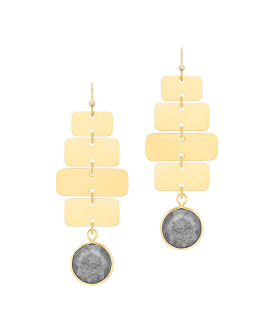 Crystal & Metal Rectangles Earring