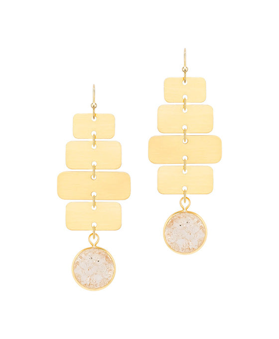 Crystal & Metal Rectangles Earring